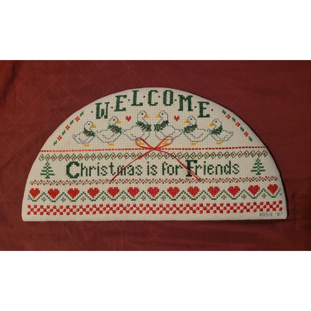 Dimensions CHRISTMAS IS FOR FRIENDS Completed Cross Stitch Crosstitch